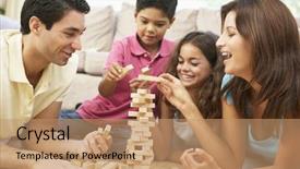  Presentation with game - Amazing slides having family playing game together backdrop and a coral colored foreground