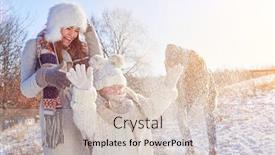  Presentation with winter family - Slide deck with family-playing-in-the-snow background and a soft green colored foreground