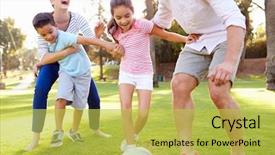  Presentation with soccer - PPT theme consisting of family playing soccer in park background and a yellow colored foreground