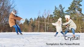  Presentation with single parents child counselling - Slides enhanced with family playing tug of war background and a sky blue colored foreground