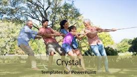  Presentation with tug of war sport - Amazing slides having family playing tug of war backdrop and a mint green colored foreground