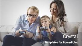  Presentation with battle - Presentation with family playing video games background and a dark gray colored foreground
