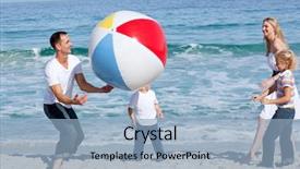  Presentation with beach ball - Amazing presentation theme having family playing with a ball backdrop and a light blue colored foreground