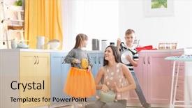  Presentation with band - Slide set having playing with kitchenware as music background and a coral colored foreground