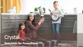  Presentation with music band - Amazing PPT layouts having playing with kitchenware as music backdrop and a gray colored foreground