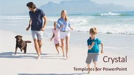  Presentation with family pet - Audience pleasing slides consisting of beach with pet dog backdrop and a sky blue colored foreground