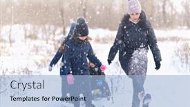  Presentation with winter family - Audience pleasing theme consisting of family-plays-and-sleigh-rides backdrop and a light blue colored foreground