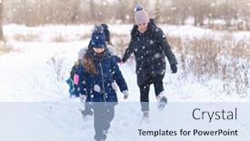  Presentation with snow illustrated for children - Colorful slides enhanced with family-plays-and-sleigh-rides backdrop and a light blue colored foreground