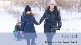  Presentation with winter family - PPT layouts with family-plays-and-sleigh-rides background and a light blue colored foreground