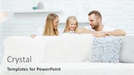  Presentation with portrait happy family smiling - Audience pleasing slide set consisting of family-portrait-happy-family-having backdrop and a white colored foreground