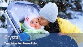  Presentation with winter family - Amazing presentation design having family-portrait-in-the-winter backdrop and a ocean colored foreground