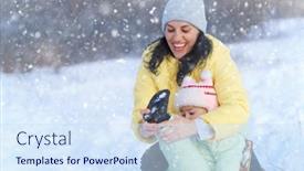  Presentation with mom baby - Presentation design with family-portrait-in-the-winter background and a sky blue colored foreground