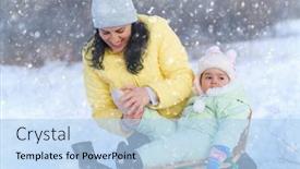  Presentation with mom baby - Audience pleasing PPT theme consisting of family-portrait-in-the-winter backdrop and a light blue colored foreground
