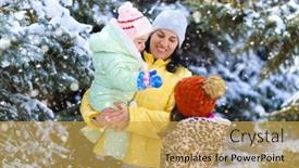  Presentation with winter family - PPT theme enhanced with family-portrait-in-the-winter background and a yellow colored foreground