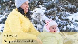  Presentation with winter family - Beautiful PPT theme featuring family-portrait-in-the-winter backdrop and a blonde colored foreground
