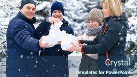  Presentation with parent children - Slide set featuring family-portrait-in-the-winter background and a ocean colored foreground