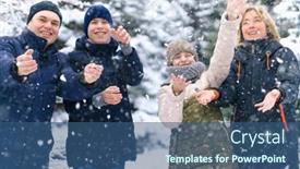  Presentation with parent children - Colorful slide deck enhanced with family-portrait-in-the-winter backdrop and a ocean colored foreground