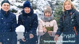  Presentation with parent children - Audience pleasing slides consisting of family-portrait-in-the-winter backdrop and a ocean colored foreground
