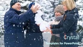  Presentation with parent children - Slide deck featuring family-portrait-in-the-winter background and a ocean colored foreground