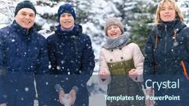  Presentation with parent children - Slide set featuring family-portrait-in-the-winter background and a ocean colored foreground