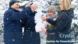  Presentation with parent children - Colorful slide deck enhanced with family-portrait-in-the-winter backdrop and a ocean colored foreground