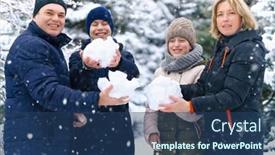  Presentation with parent children - Audience pleasing PPT theme consisting of family-portrait-in-the-winter backdrop and a ocean colored foreground