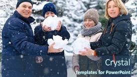  Presentation with parent children - Colorful presentation theme enhanced with family-portrait-in-the-winter backdrop and a ocean colored foreground