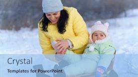  Presentation with mom baby - Presentation design having family-portrait-in-the-winter background and a light blue colored foreground