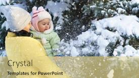  Presentation with winter family - Theme consisting of family-portrait-in-the-winter background and a blonde colored foreground