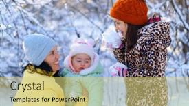  Presentation with winter family - Amazing presentation theme having family-portrait-in-the-winter backdrop and a yellow colored foreground