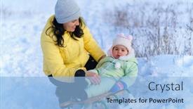  Presentation with winter family - Presentation theme featuring family-portrait-in-the-winter background and a light blue colored foreground