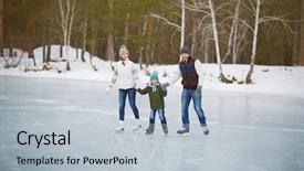 Presentation with rink - Presentation theme enhanced with family portrait on skating rink background and a light blue colored foreground