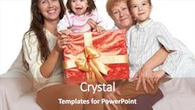  Presentation with family children - Audience pleasing presentation consisting of family portrait on white background happy people sit on sofa children with mother and grandmother backdrop and a red colored foreground