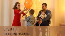  Presentation with parent children - Presentation featuring family-portrait-parent-and-children background and a coral colored foreground