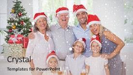  Presentation with family photo - Slide deck with family posing for photo background and a soft green colored foreground