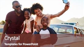  Presentation with selfie - Audience pleasing PPT layouts consisting of family posing for selfie next backdrop and a tawny brown colored foreground
