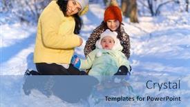  Presentation with winter family - Audience pleasing presentation theme consisting of family-posing-in-the-winter backdrop and a light blue colored foreground