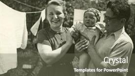 Presentation with fifties - Audience pleasing PPT theme consisting of family pphotos - vintage photo of parents backdrop and a gray colored foreground