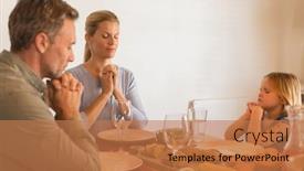  Presentation with dining table - PPT layouts enhanced with family-praying-before-having-dinner background and a coral colored foreground