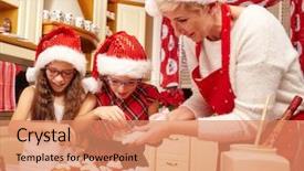  Presentation with gingerbread - Presentation theme with family preparing christmas gingerbread in the kitchen background and a coral colored foreground