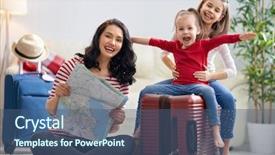  Presentation with adventure - Cool new slide deck with family preparing for the journey backdrop and a ocean colored foreground