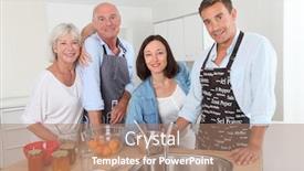  Presentation with fruit jam - Beautiful slides featuring family preparing fruit jam in home kitchen backdrop and a coral colored foreground