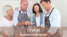  Presentation with fruit jam - Audience pleasing theme consisting of family preparing fruit jam in home kitchen backdrop and a coral colored foreground