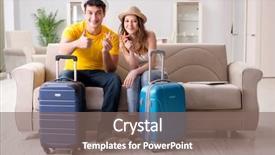  Presentation with vacation - Cool new slides with family preparing the vacation trip backdrop and a gray colored foreground