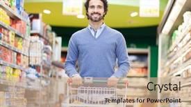 Presentation with supermarket - Presentation theme enhanced with family preservation - attractive man shopping background and a coral colored foreground