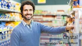  Presentation with supermarket - Slide set consisting of family preservation - attractive man shopping background and a  colored foreground