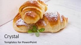  Presentation with flowers on white wooden - Audience pleasing PPT layouts consisting of family preservation - croissants with chocolate backdrop and a  colored foreground