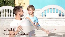  Presentation with garbage - Colorful presentation theme enhanced with family preservation - man with son throwing garbage backdrop and a  colored foreground