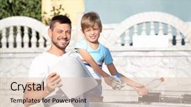  Presentation with garbage - Cool new slide set with family preservation - man with son throwing garbage backdrop and a lemonade colored foreground