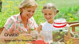  Presentation with cucumbers - Theme having family preservation - preparing preserves of pickled cucumbers background and a coral colored foreground
